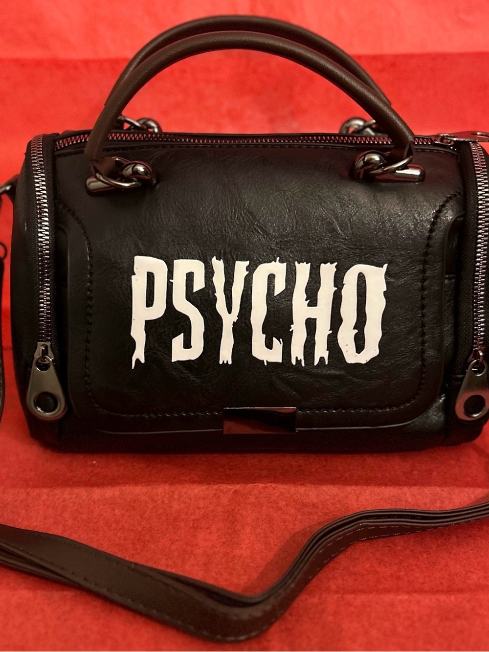 Psycho Purse Bag Leather Black 10.5”x7” Horror Movie Halloween BRAND NEW